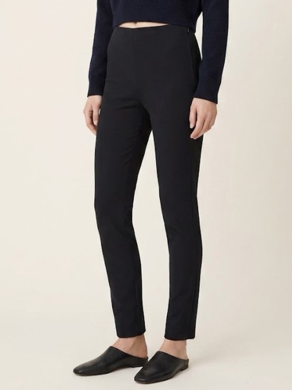 The Row Black Slim Left Side Zip Ankle Pants Minimalist Luxury 2/XS Made in USA
